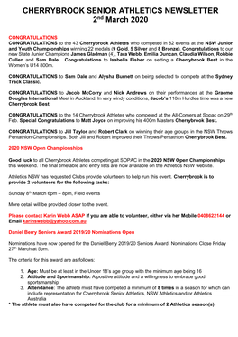 Seniors Newsletter 2 March 2020