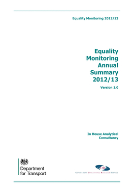 Equality Monitoring Annual Summary 2012/13