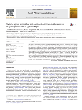 Phytochemicals, Antioxidant and Antifungal Activities of Allium Roseum Var