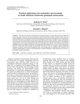 Practical Applications for Systematics and Taxonomy in North American Freshwater Gastropod Conservation