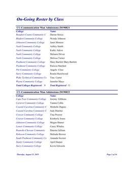 On-Going Roster by Class