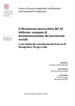 Il Movimento Marocchino Del 20 Febbraio: Esempio Di Transnazionalismo Dei Movimenti Sociali