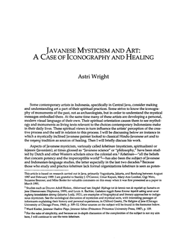 Javanese M Ysticism and a Rt: AC Ase of Iconography and H Ealing Astri Wright