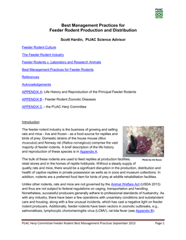 Best Management Practices for Feeder Rodent Production and Distribution