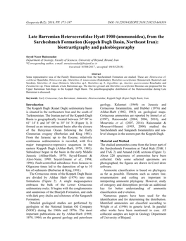 (Ammonoidea), from the Sarcheshmeh Formation (Koppeh Dagh Basin, Northeast Iran): Biostrartigraphy and Paleobiogeoraphy