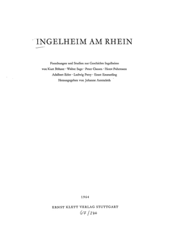 Forschungen Und Studien Zur Geschichte Ingelheims Von Kurt
