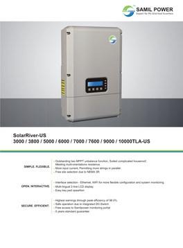 Solarriver-US 3000 / 3800 / 5000 / 6000 / 7000 / 7600 / 9000 / 10000TLA-US