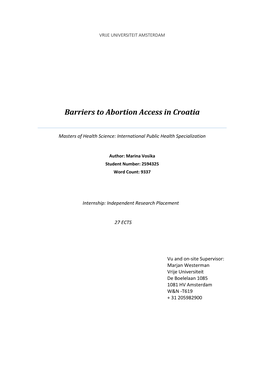 Barriers to Abortion Access in Croatia