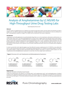 Analysis of Amphetamines by LC-MS/MS for High-Throughput Urine Drug Testing Labs