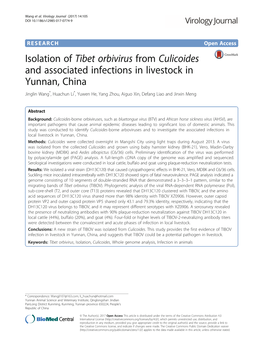 Isolation of Tibet Orbivirus from Culicoides and Associated