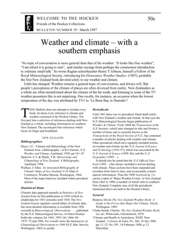 Weather and Climate – with a Southern Emphasis