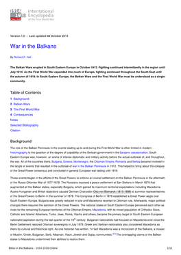 War in the Balkans | International Encyclopedia of the First World War