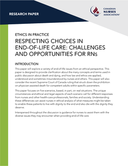 Respecting Choices in End-Of-Life Care: Challenges and Opportunities for Rns