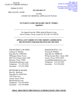 No. Pd-1067-15 in the Court of Criminal Appeals of Texas