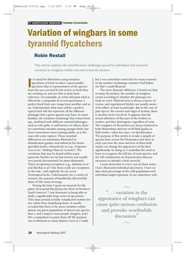 Variation of Wingbars in Some Tyrannid Flycatchers Robin Restall