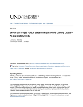 Should Las Vegas Pursue Establishing an Online Gaming Cluster? an Exploratory Study