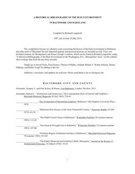 Baltimore Bibliography