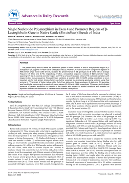 Single Nucleotide Polymorphism in Exon 4 and Promoter Regions of Β