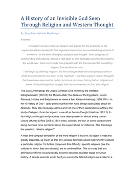 A History of an Invisible God Seen Through Religion and Western Thought