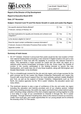 Channel 4 and TV and Film Sector Growth in Leeds and Leeds City Region