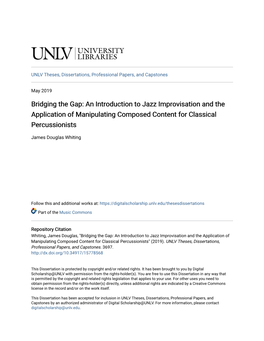 An Introduction to Jazz Improvisation and the Application of Manipulating Composed Content for Classical Percussionists