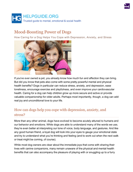 Mood-Boosting Power of Dogs: How Caring for a Dog Helps You Cope