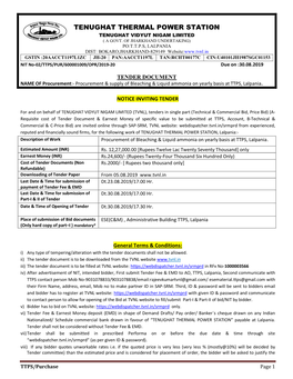 Tenughat Thermal Power Station Tenughat Vidyut Nigam Limited ( a Govt