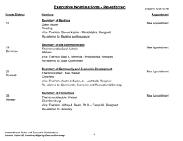 Executive Nominations - Re-Referred 2/14/2011 12:09:18 PM