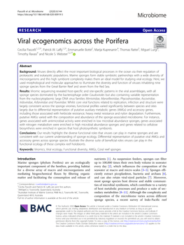 Viral Ecogenomics Across the Porifera Cecília Pascelli1,2,3†, Patrick W