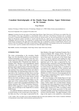 Conodont Biostratigraphy of the Oandu Stage (Katian, Upper Ordovician) in NE Estonia