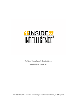 INSIDE INTELLIGENCE: the Texas Weekly/Texas Tribune Insider Poll for 22 May 2015