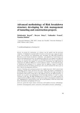 Advanced Methodology of Risk Breakdown Structure Developing for Risk Management of Tunneling and Construction Projects