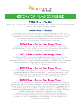 History of Films Screened
