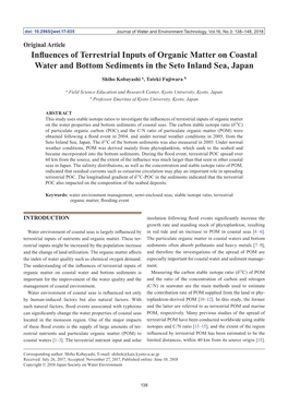 Influences of Terrestrial Inputs of Organic Matter on Coastal Water and Bottom Sediments in the Seto Inland Sea, Japan