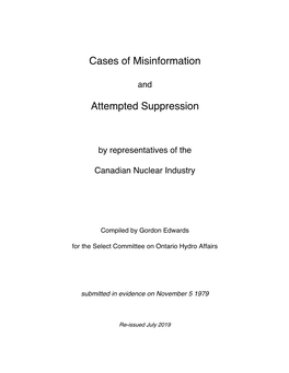 Cases of Misinformation Attempted Suppression