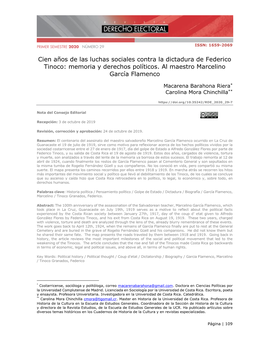 Cien Años De Las Luchas Sociales Contra La Dictadura De Federico Tinoco: Memoria Y Derechos Políticos