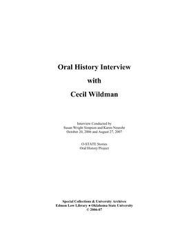 Oral History Interview with Cecil Wildman