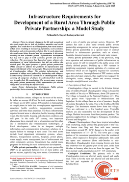 Infrastructure Requirements for Development of a Rural Area Through Public Private Partnership: a Model Study