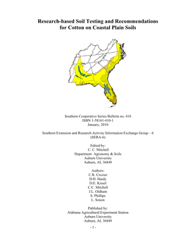 Research-Based Soil Testing and Recommendations for Cotton on Coastal Plain Soils