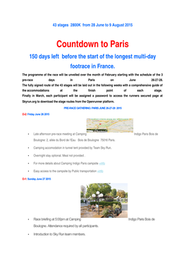 Countdown to Paris 150 Days Left Before the Start of the Longest Multi­Day Footrace in France