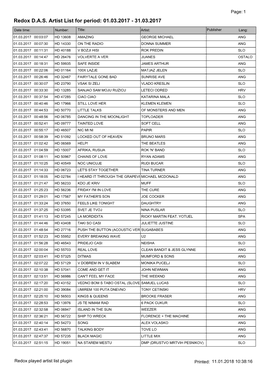 Redox DAS Artist List for Period: 01.03.2017