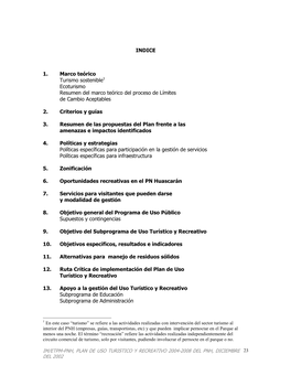 INDICE 1. Marco Teórico Turismo Sostenible1 Ecoturismo Resumen