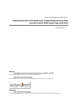 Proposed Construction of the Needs Camp / Potsdam Bridge and Access Road, (Near East London), BCMM, Eastern Cape, South Africa