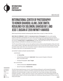 International Center of Photography to Honor Shahidul Alam, Zadie Smith, Rosalind Fox Solomon, Dawoud Bey, and Jess T