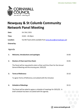 Newquay & St Columb Community Network Panel Meeting