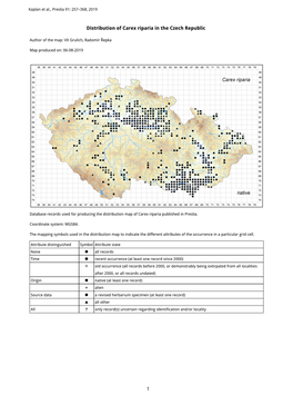 1 Distribution of Carex Riparia in the Czech Republic