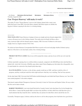 Project Runway' Still Make It Work? | Marketplace from American Public Media Page 1 of 2