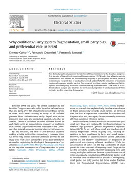 Why Coalitions? Party System Fragmentation, Small Party Bias, and Preferential Vote in Brazil
