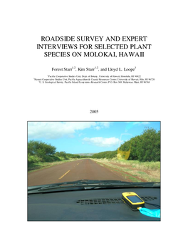 Roadside Survey and Expert Interviews for Selected Plant Species on Molokai, Hawaii