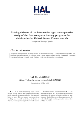 Making Citizens of the Information Age: a Comparative Study of the First